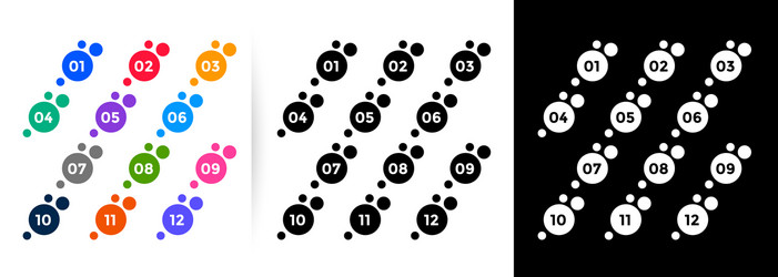 circular bullet points numbers list set vector image