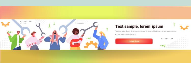 developers team carrying wrench programmers vector image