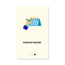 hand marking date in calendar flat icon vector image