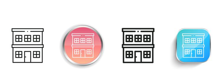 house icon thin linear regular and button style vector image