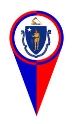 Massachusetts map pointer location flag vector