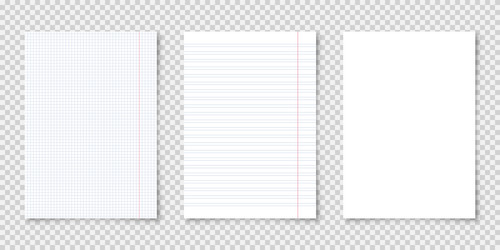 realistic blank lined paper sheets in a4 format vector image