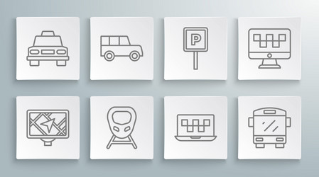 set line gps device with map car high-speed vector image