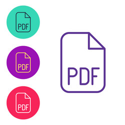 set line pdf file document download button vector image
