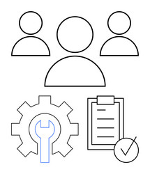 teamwork tool setup and task completion icon set vector image