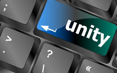 unity word on computer keyboard pc key vector image