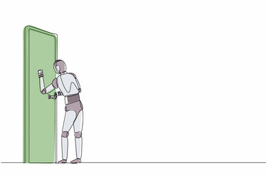 continuous one line drawing robots standing vector image