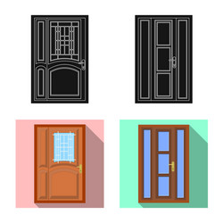 isolated object of door and front icon collection vector