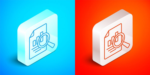 isometric line document with graph chart icon vector image
