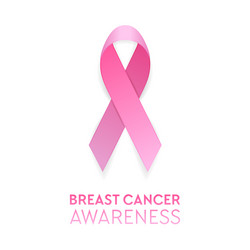 realistic pink ribbon closeup isolated on white vector