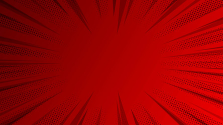 red background with rays and halftone dots vector image