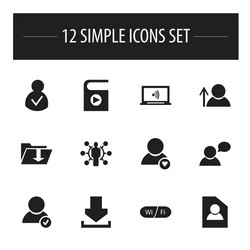 set of 12 editable web icons includes symbols vector image