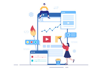 Ui ux programmer flat design for business vector
