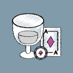 flat shading style icon ace chip poker cup vector image