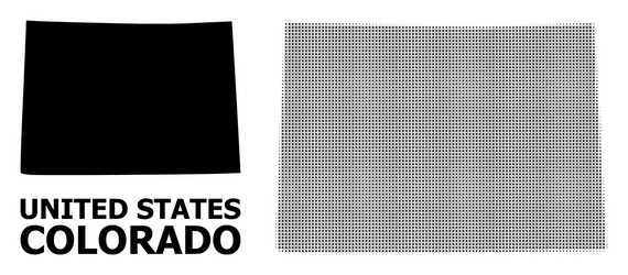 halftone pattern and solid map colorado vector