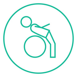 man doing exercises lying on gym ball line icon vector image