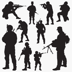 Military Silhouettes Collection Vector Image