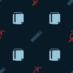 Set microscope ruler and file document vector