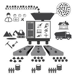 big data icons set mining concept vector image