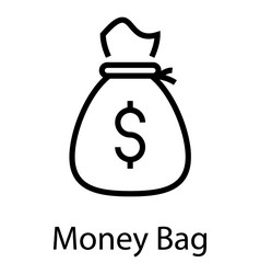 Money bag line icon investment earning vector