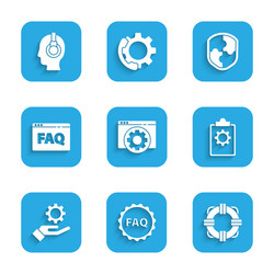 set browser setting label with text faq lifebuoy vector image