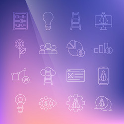 set line startup project concept pie chart vector image