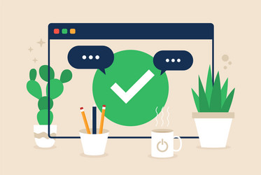 browser web site check mark approve icon simple vector image