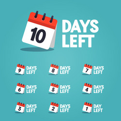 Countdown Timer: Days to 1 with Calendar Icons vector image