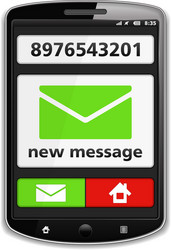 Mobile phone with sms vector