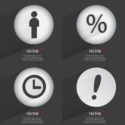 Set of trendy buttons icons with long shadow vector