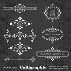 Set of calligraphic design elements on blackboard Vector Image