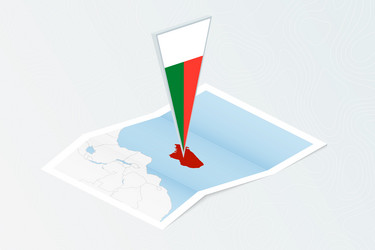 isometric paper map of madagascar with triangular vector image