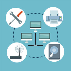 color background with networking computer vector