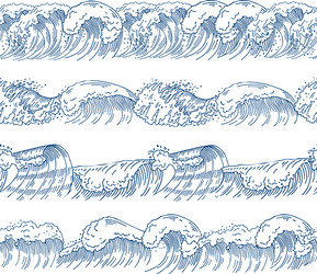 horizontal seamless patterns with different ocean vector image