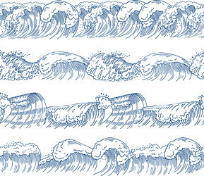 Horizontal seamless patterns with different ocean vector