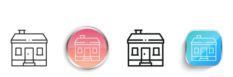house icon thin linear regular and button style vector image