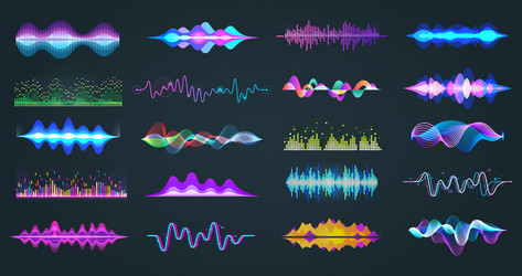 Sound wave and music digital equalizer panel Vector Image