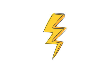 Single continuous line drawing of thunder bolt vector