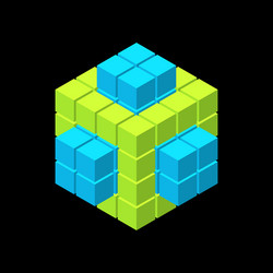 abstract 3d shape from cubes isometric projection vector image
