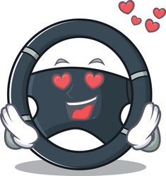 Falling in love cute car steering cartoon vector