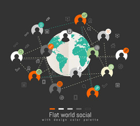 flat design concept with world map and social vector image