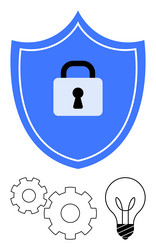 security shield with padlock gears and light vector image