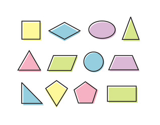 Set basic shapes flat style geometry shape vector