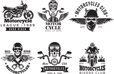 Vintage Motorcycle Labels & Badges Vector Image