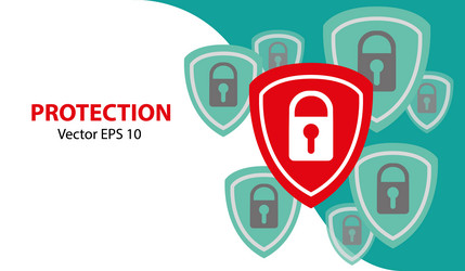 web background with red padlock and light green sh vector image