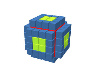 abstract 3d cube from cubes isolated on white vector image