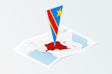 isometric paper map of dr congo with triangular vector image