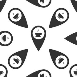 Map pointer with hot coffee cup seamless pattern vector