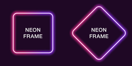 Neon frame in square shape template vector