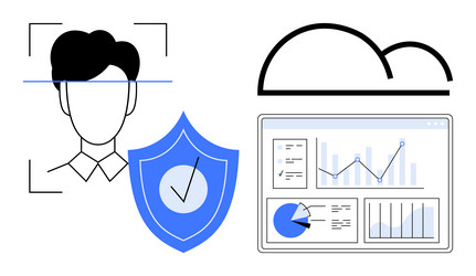 secured cloud-based facial recognition with data vector image